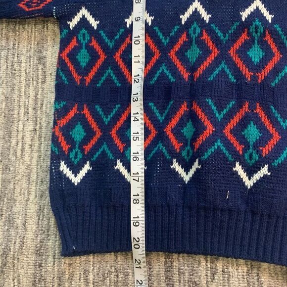 Vintage Cadet Boys Club Size 8 Pullover‎ Sweater Blue Geo Print Long Sleeve - Picture 5 of 6